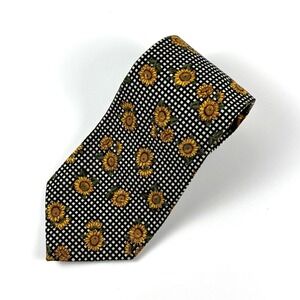 Tango by Max Raab Mens Black Sunflower Gingham 100% Cotton Necktie